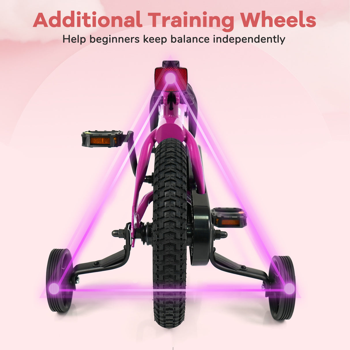 14-Inch Kids Bike with Removable Training Wheels Pink-Brave Hero