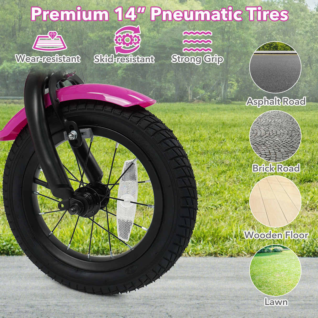 14 Inch Kids Bike with Training Wheels for Aged 3-5 Years Old - Magic Rose