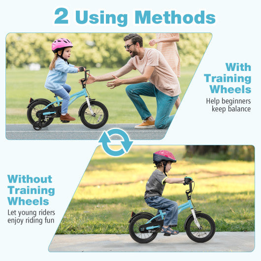Kids Bike 18-Inch Children Training Bicycle with 2 Brake for 4-8 Years Old