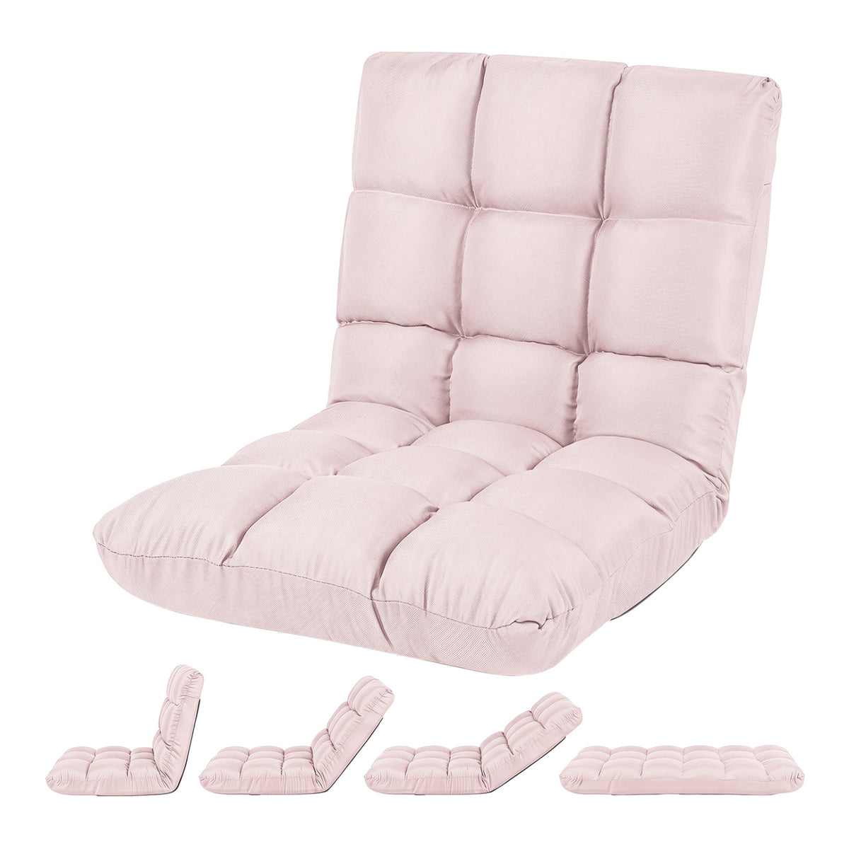 14-Position Adjustable Folding Lazy Gaming Sofa-Light Pink