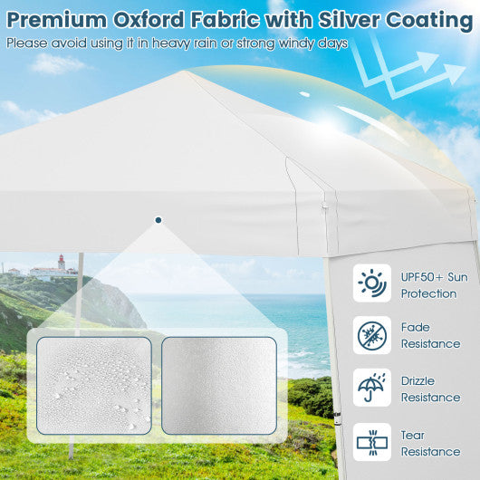 14 x 9.2 Feet Pop up Canopy Tent with 2 Convertible Sidewalls to Awning and Stakes-White