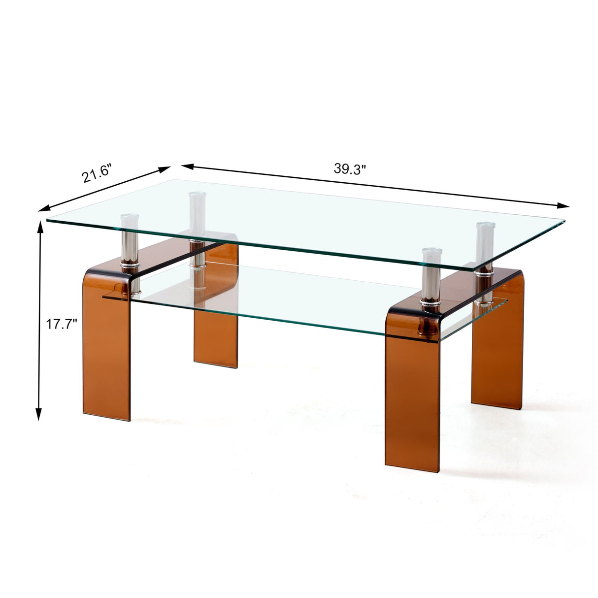 Modern Tempered Glass Coffee Table With 2 Tier Storage For Living Room by Couch.com