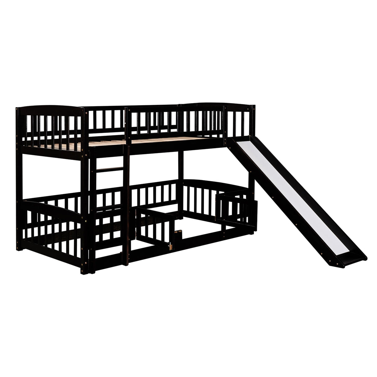 Low Bunk Bed With Slide, Fence And Ladder by Couch.com