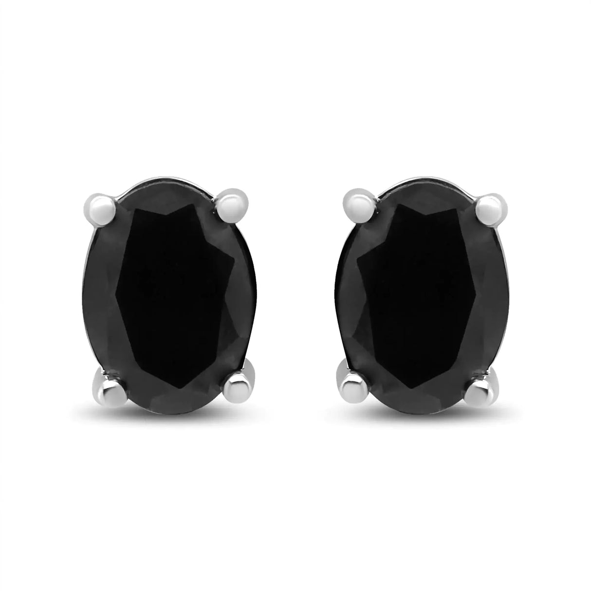 14K White Gold 1/2 Cttw Round Brilliant-Cut Black Diamond Classic 4-Prong Stud Earrings with Screw Backs (Fancy Color-Enhanced, I2-I3 Clarity)