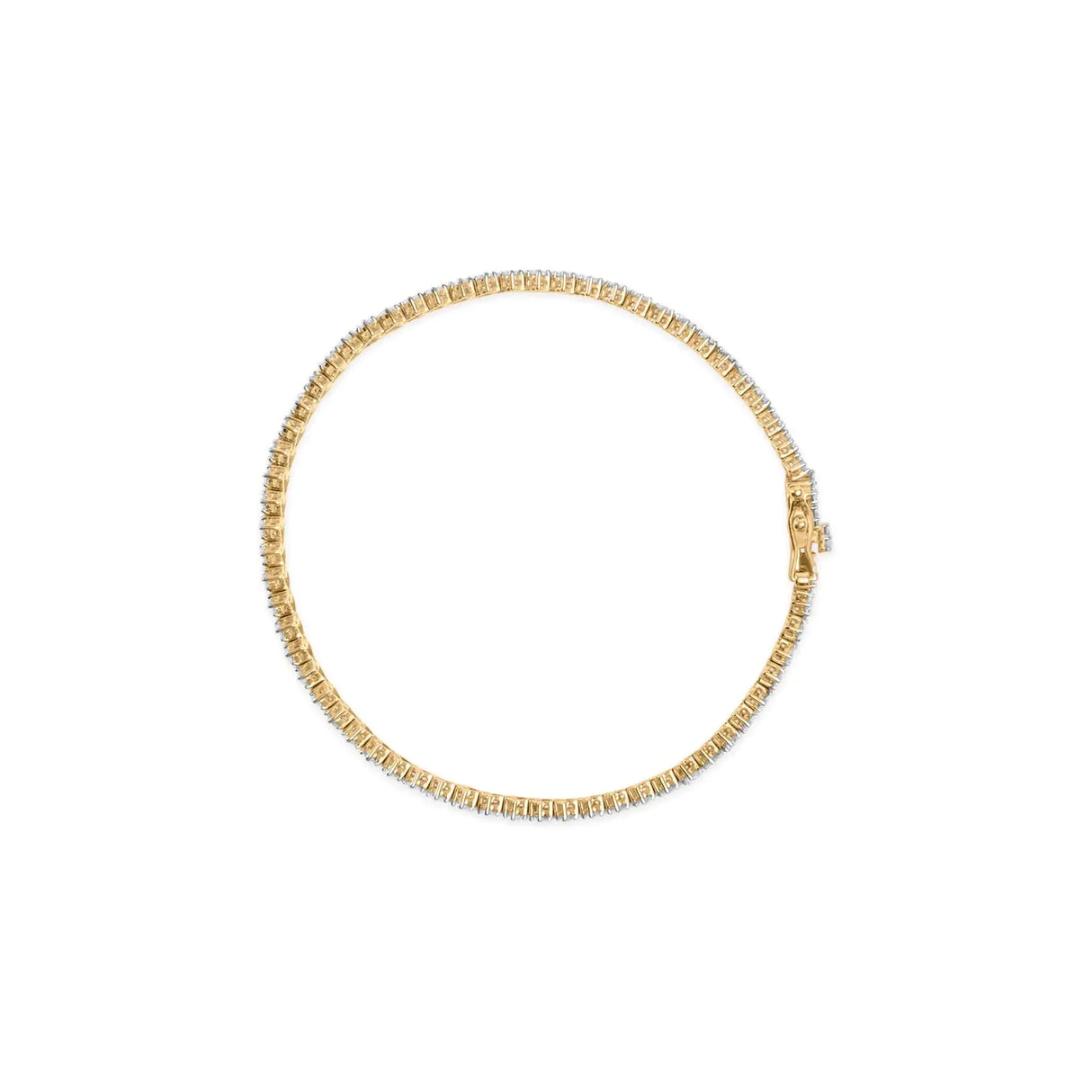 14K Yellow Gold 4.00 Cttw Diamond Trio Cluster Link Bracelet (H-I Color, I1-I2 Clarity) - 7"