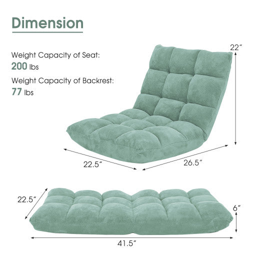 14-Position Adjustable Cushioned Floor Chair-Green