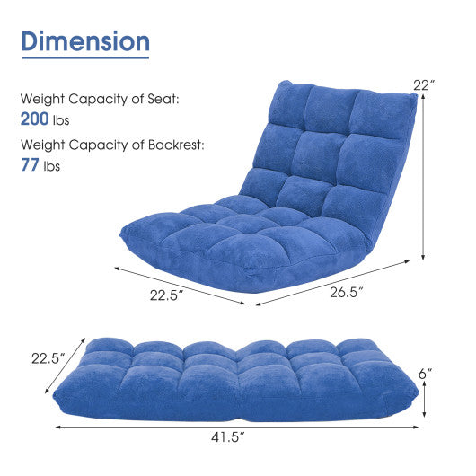 14-Position Adjustable Cushioned Floor Chair-Blue