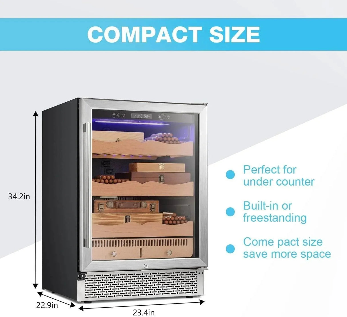 15 Inch Cigar Humidor Electric Humidor Silver Steel X5196