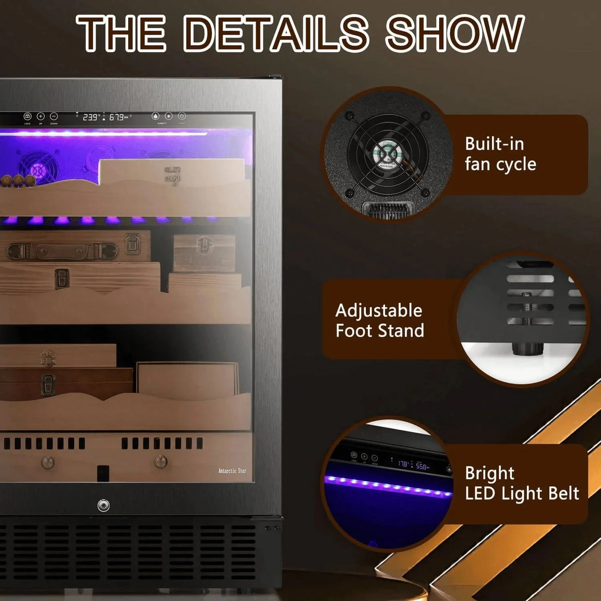 15 Inch Cigar Humidor Electric Humidor Silver Steel X5196