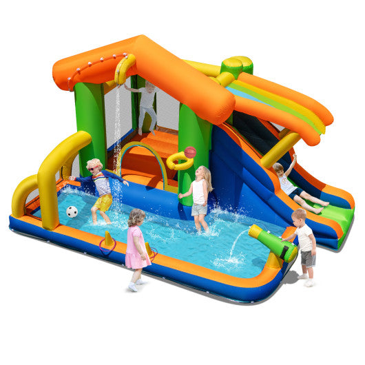 8-in-1 Jumping Castle with Slide and 480W Blower