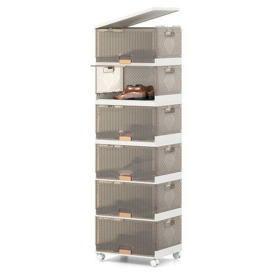3/4/5/6-Cube Stackable Storage Bins with Detachable Wheels-6 Cube