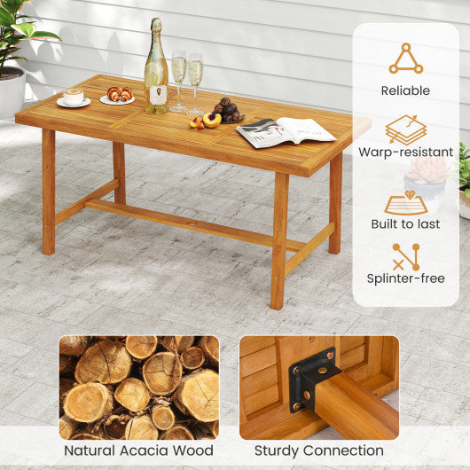 Acacia Wood Dining Table for 6 People Heavy-Duty Indoor Outdoor