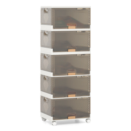 3/4/5/6-Cube Stackable Storage Bins with Detachable Wheels-5 Cube