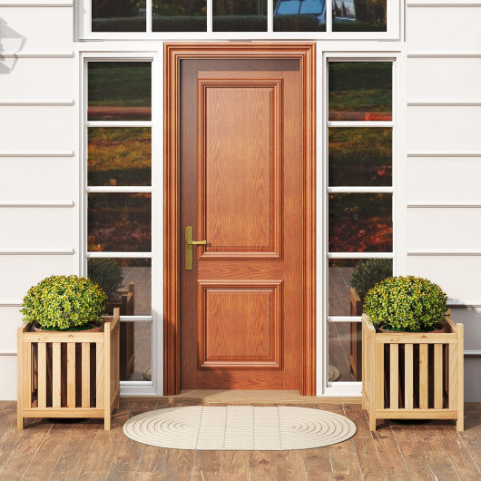 Patio Wooden Bench with Planter 2 Person Patio Bench-Natural