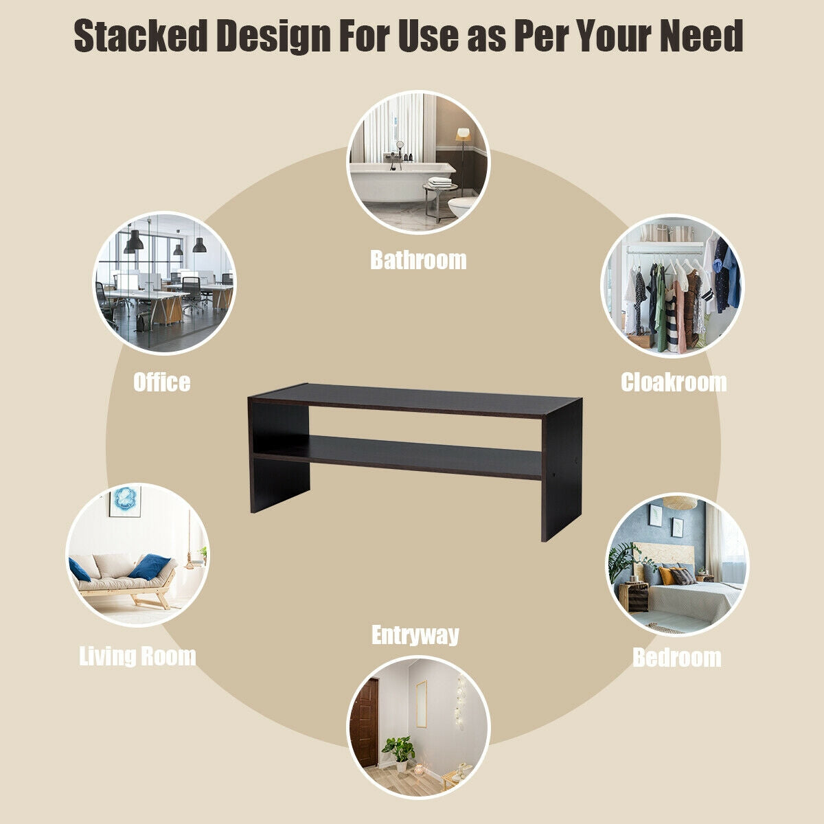 3 Pieces 31-Inch Stackable Multi-Shape Shoe Rack-White
