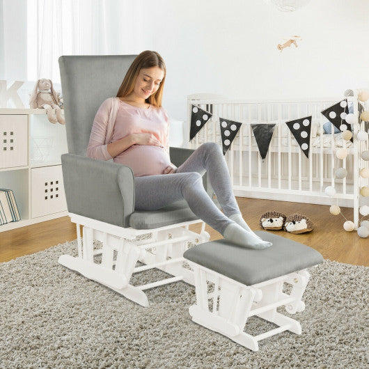 Baby Nursery Relax Rocker Rocking Chair Glider and Ottoman Cushion Set-Gray