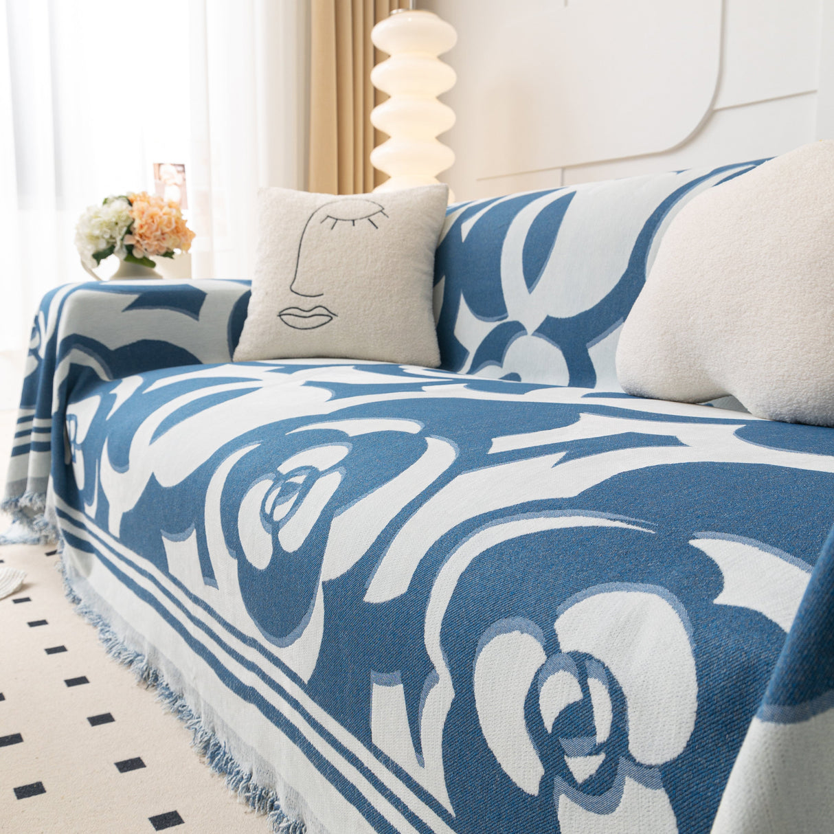 Chenille Sofa Cover Blanket, Couch Cover Blanket Throws for Couches Living Room Furniture Throw Covers