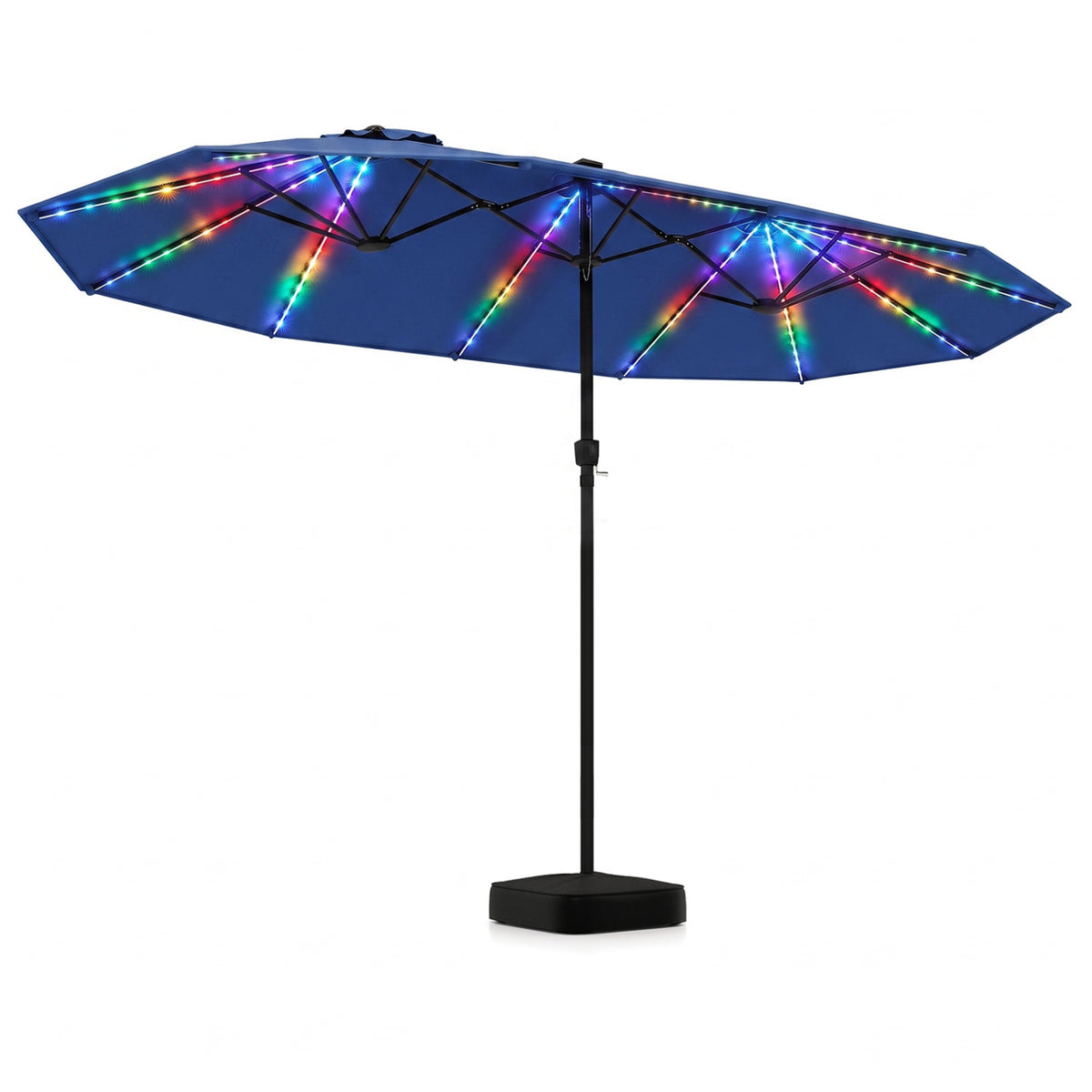 15.5FT Extra-Large Patio Umbrella with Base 12 Reinforced Ribs-Navy