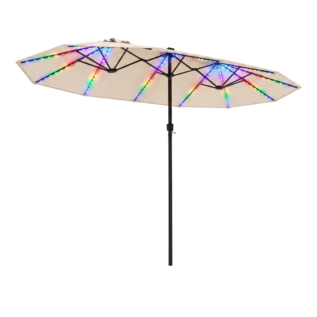 15.5FT Extra-Large Patio Umbrella 12 Reinforced Metal Ribs-Beige