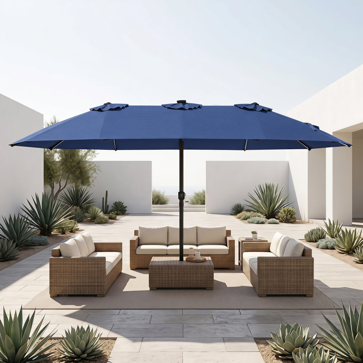 15.5FT Extra-Large Patio Umbrella 12 Reinforced Metal Ribs-Navy