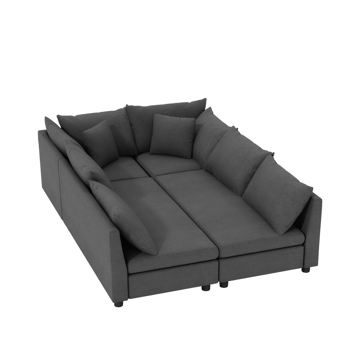 Modular Sectional Bed Couch Set With Pillows Free Combination, Minimalist Style Oversized 6 Seat Convertible Sofa by Couch.com