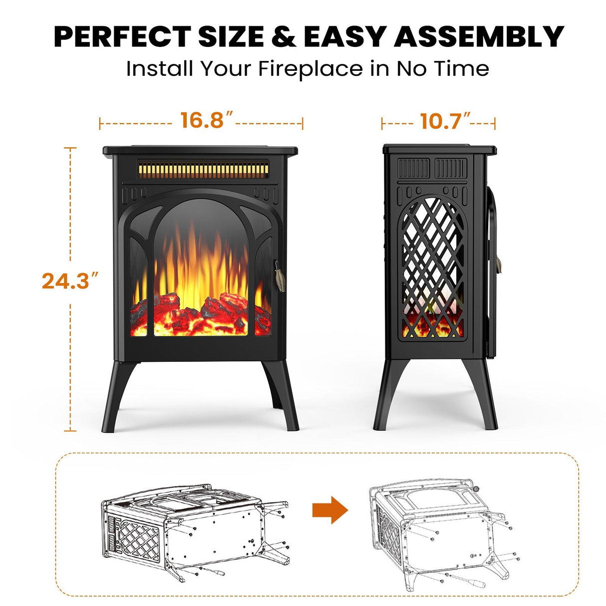 16" Free Standing Electric Fireplace Stove S180