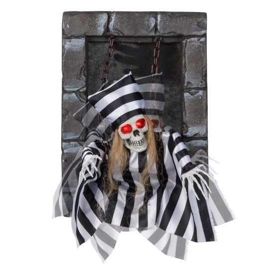 Animated Halloween Decoration 18 Inch Hanging Skull Prisoner