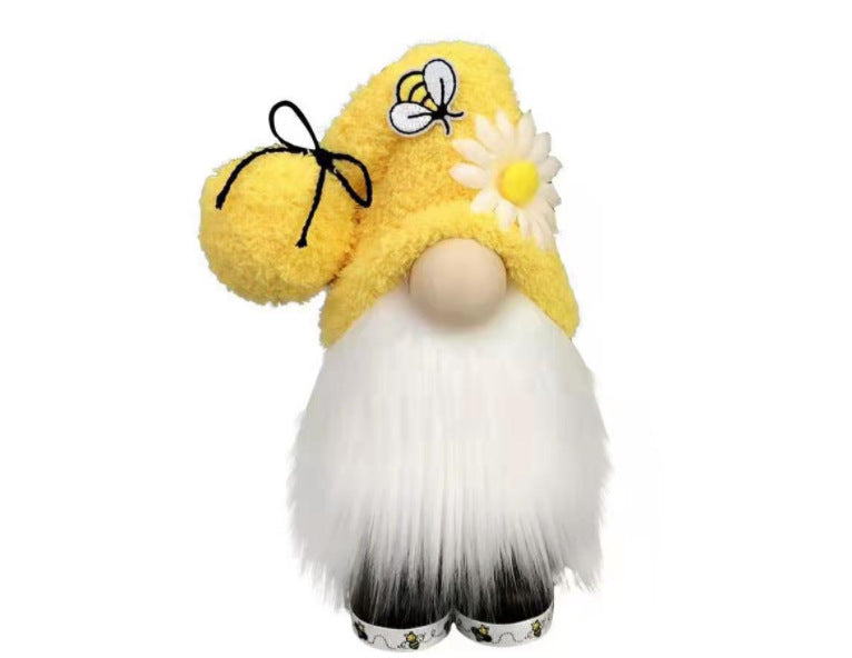 Sunflower Bumble Bee Striped Gnome Scandinavian Honey Bee Elfs Home Decorative Plush Doll Figurines Faceless Doll Ornament