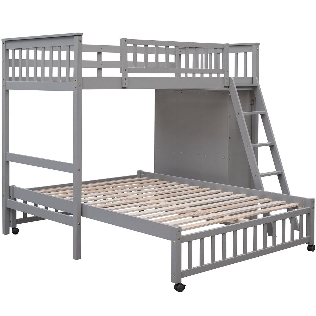 Bunk Bed With 6 Drawers And Flexible Shelves, Bottom Bed With Wheels by Couch.com