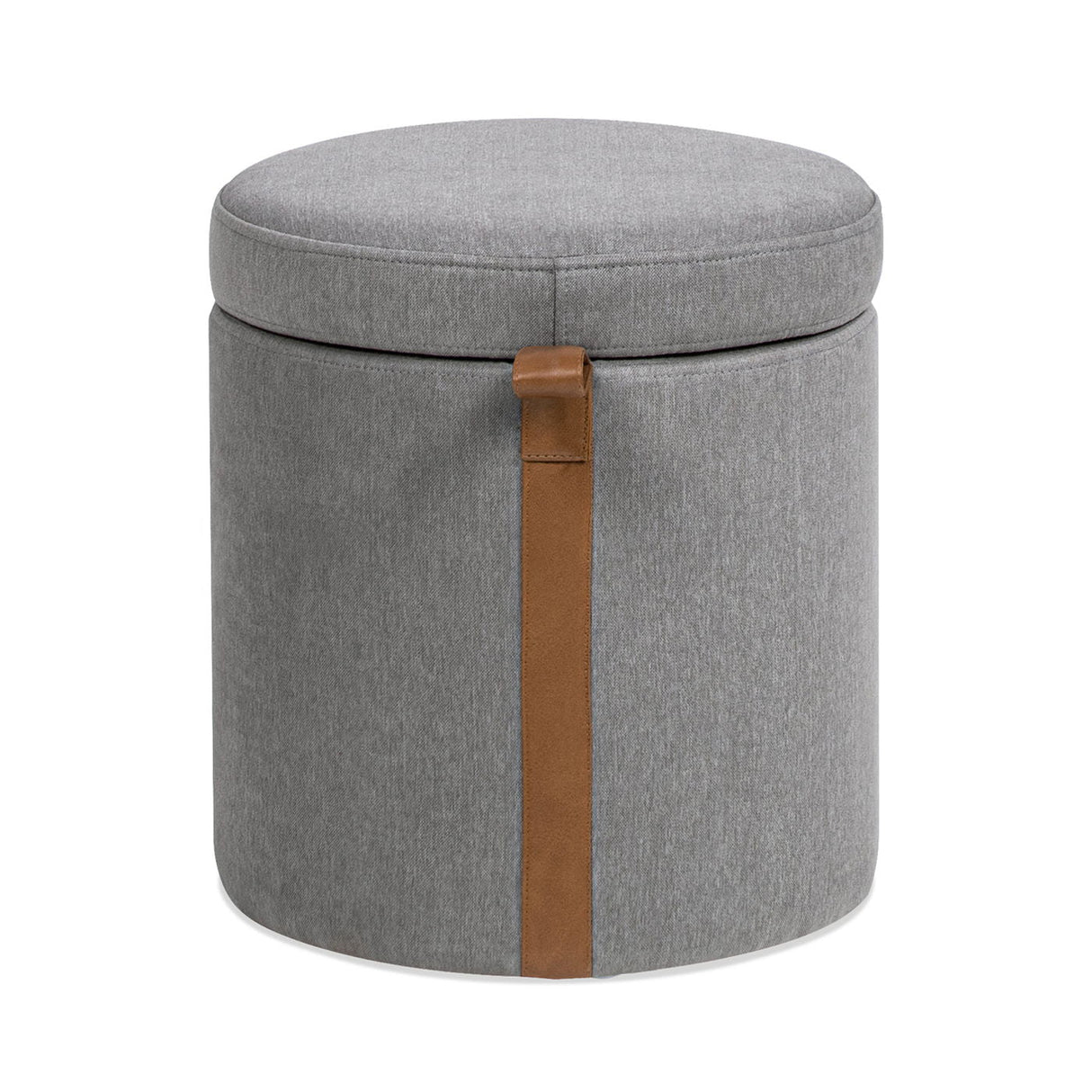 Brandy - Round Upholstered Storage Ottoman With Leather Accent by Couch.com