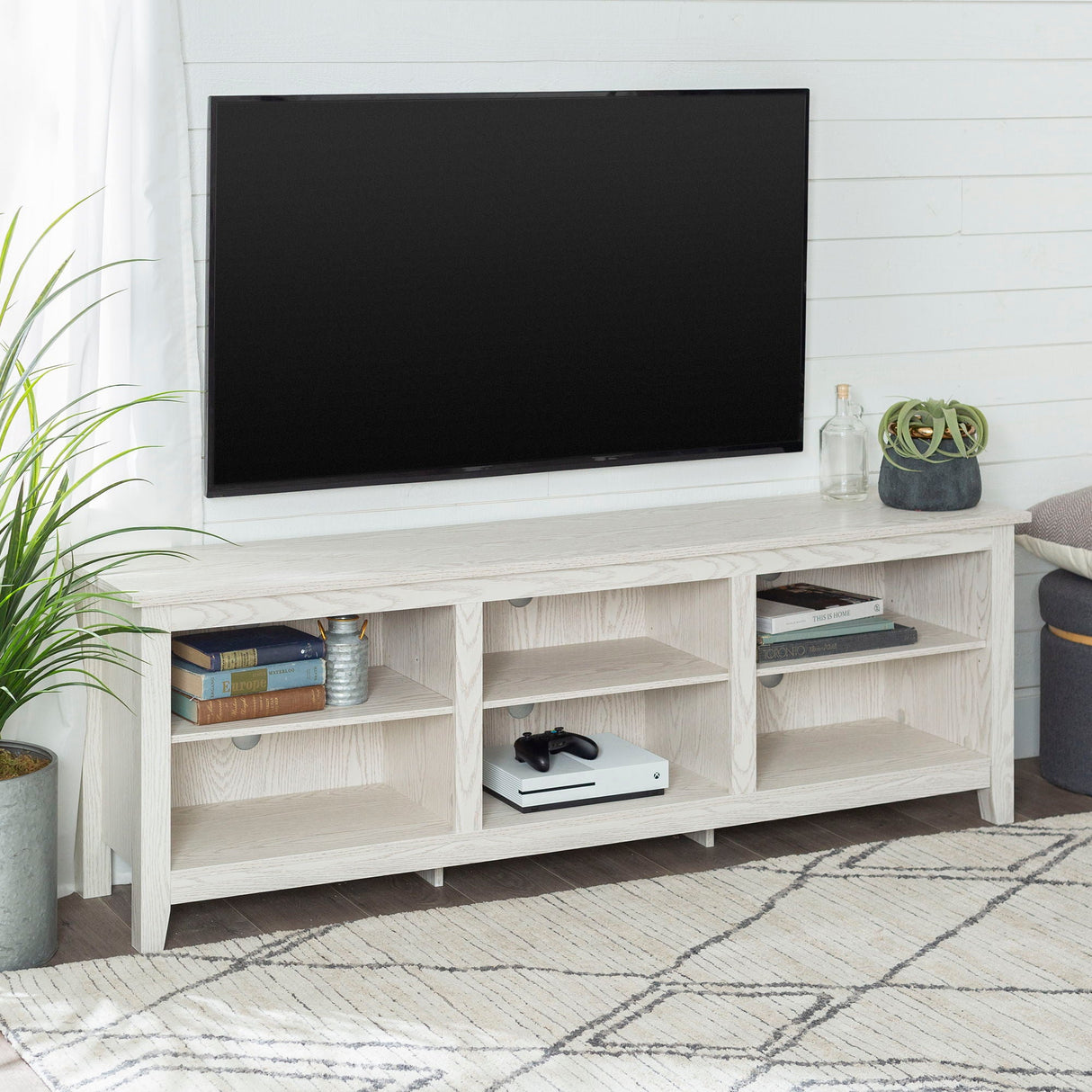 Modern Transitional 3 Shelf Open Storage 70" TV Stand For 80" TVs by Couch.com