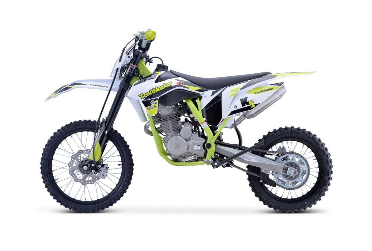 TrailMaster TM31 250cc Dirt Bike 5-Speed Manual Dual Disc Brakes, Electric Start with Kick backup (19/16)