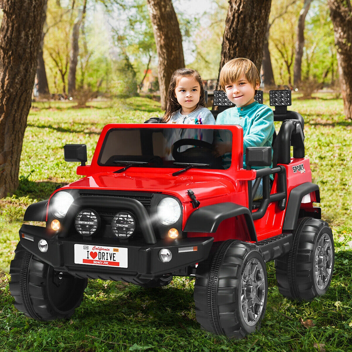 12V 2-Seater Ride on Car Truck with Remote Control and Storage Room-White