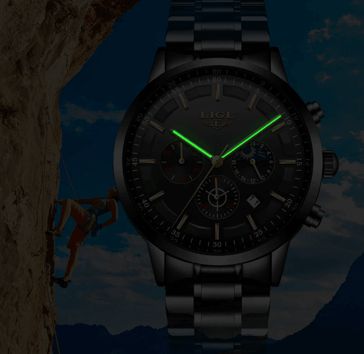 Men's Waterproof Watch With Chronometers And Date Display Unique Design Perfect Gift