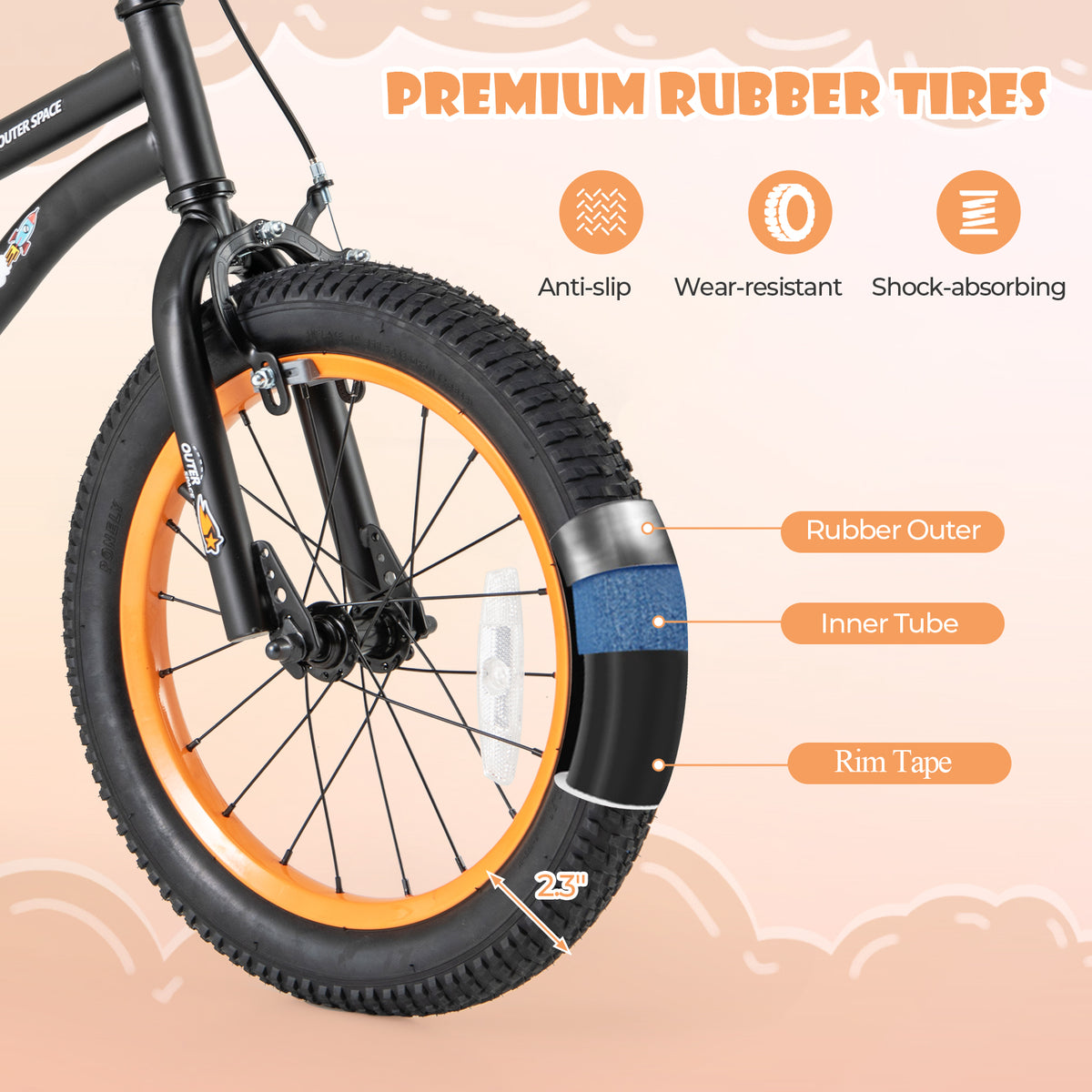 16-Inch Kids Bike Sport Bicycle for 4-7 Years Old with Adjustable Seat and Reflectors-16 inches