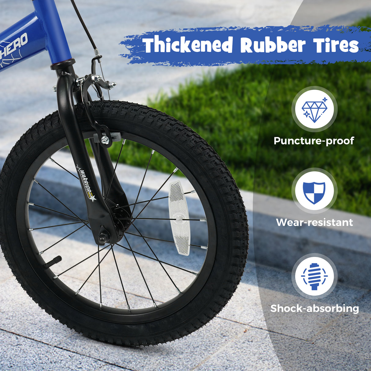 16-Inch Kids Bike with Removable Training Wheels Navy - Brave Hero