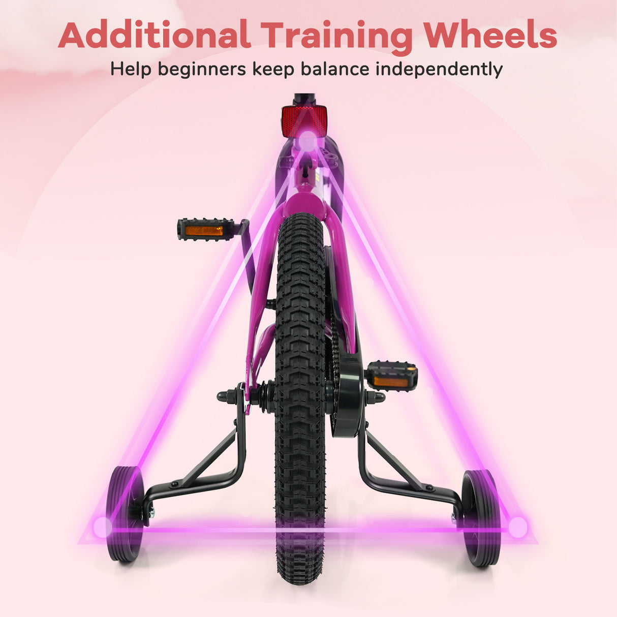 16-Inch Kids Bike with Removable Training Wheels Pink-Brave Hero