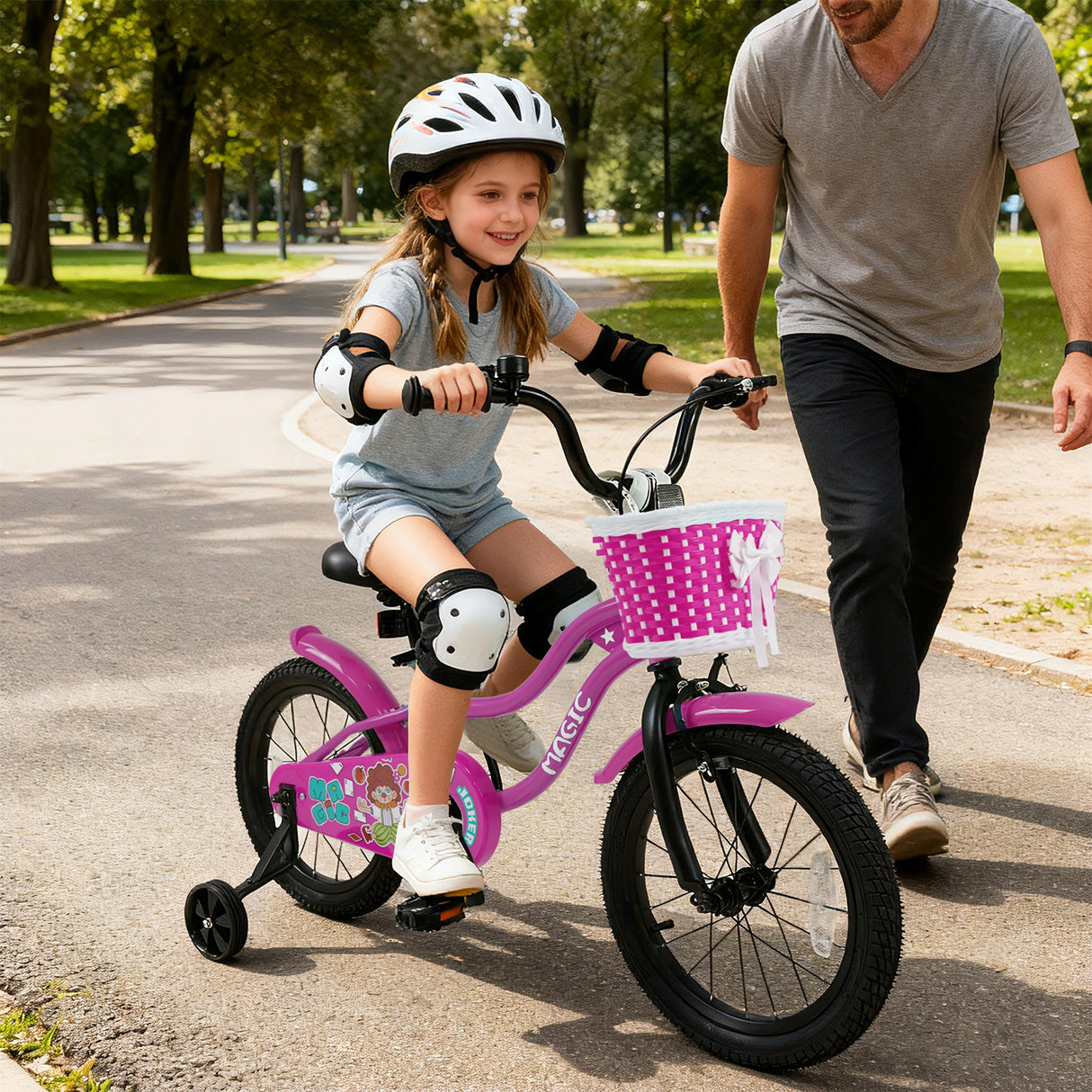 16 Inch Kids Bike with Training Wheels for Aged 4-7 Years Old - Magic Rose