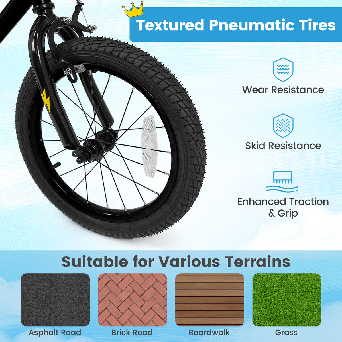 16 Inch Kids Bike with Training Wheels for Ages 4-7 Years Old Black- Street Art Time