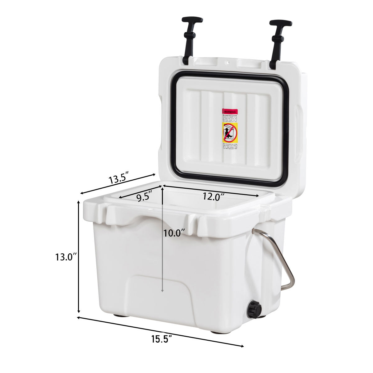 16 Quart 24-Can Capacity Insulated Ice Cooler with 2 Cup Holders-Khaki