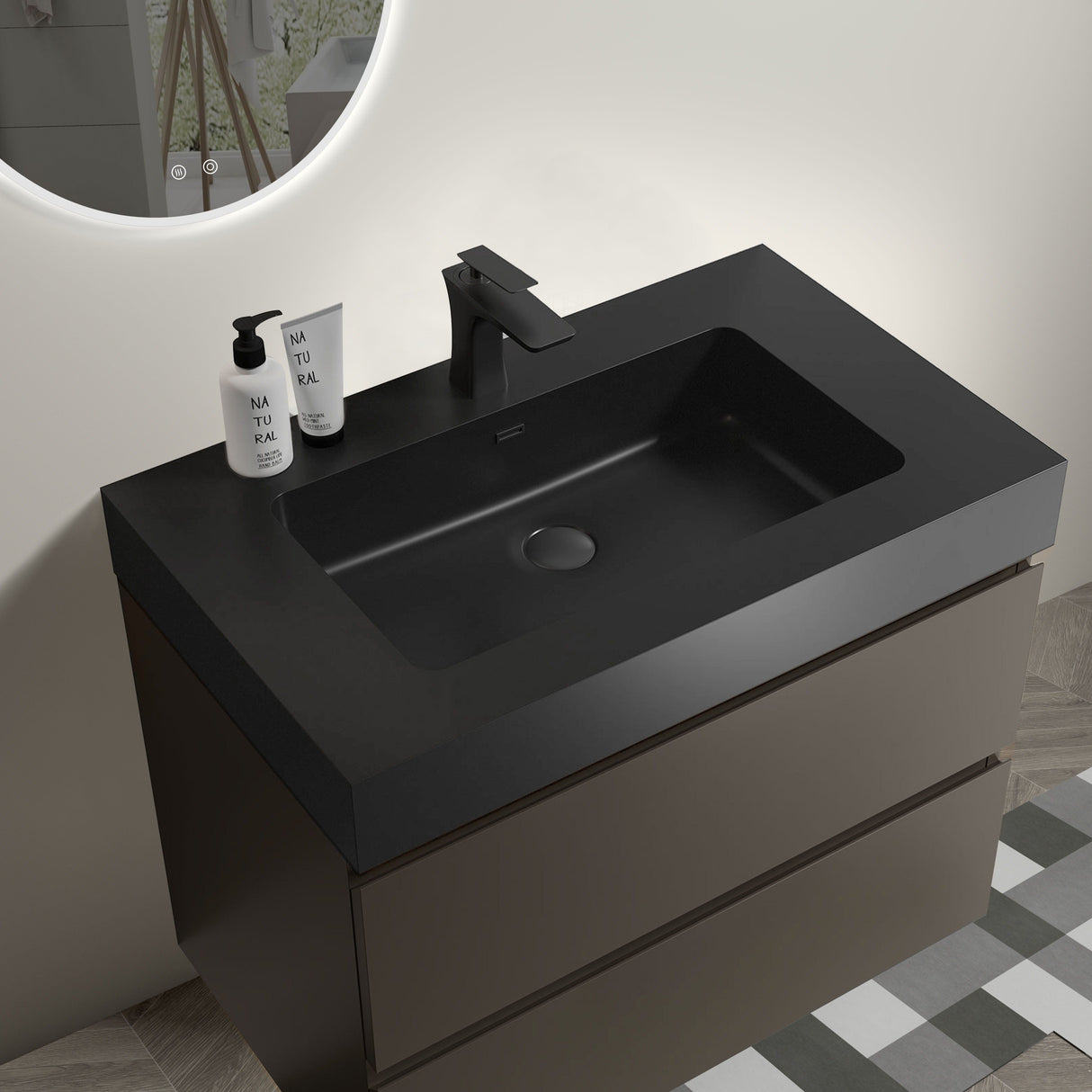 Alice - Bathroom Vanity With Sink, Large Storage Wall Mounted Floating Bathroom Vanity For Modern Bathroom, One-Piece Sink Basin Without Drain And Faucet by Couch.com