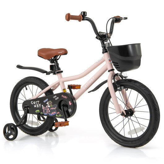 16-Inch Kids Bike with Basket and Adjustable Handlebar for 4-7 Years Old