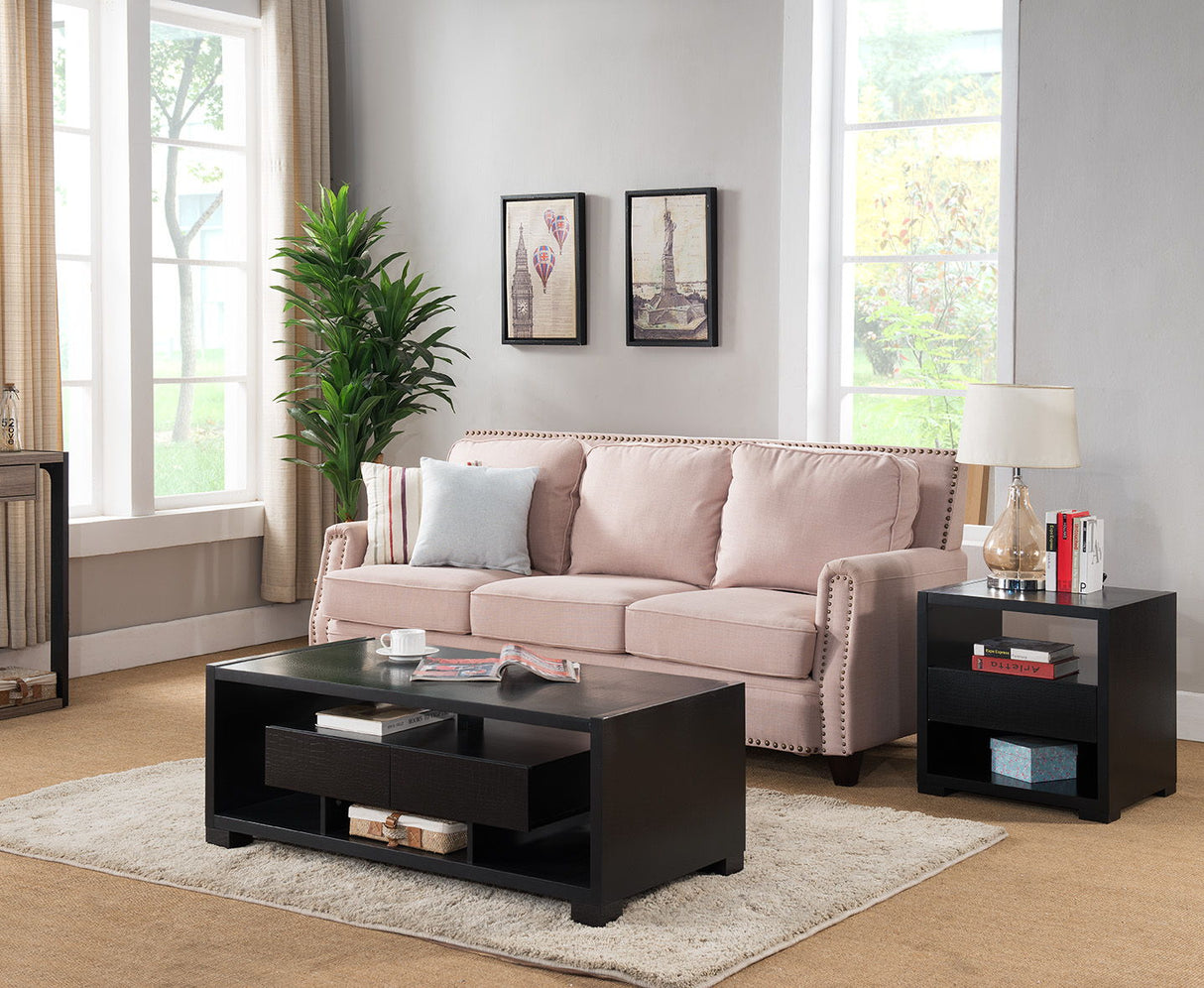 Accent Table, Sofa Side Table With Drawer And 2 Tier Shelves - Black by Couch.com