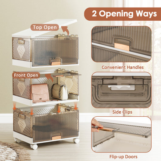 3/4/5/6-Cube Stackable Storage Bins with Detachable Wheels-3 Cube