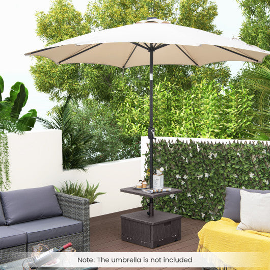 175 LBS Outdoor Fillable Umbrella Base with Table Tray-Brown
