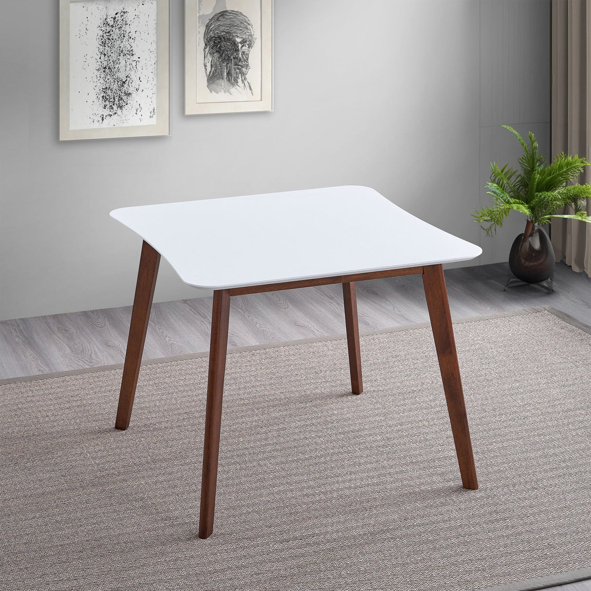 Benton - Modern Top Dining Table - Brown / Walnut Brown / White by Couch.com