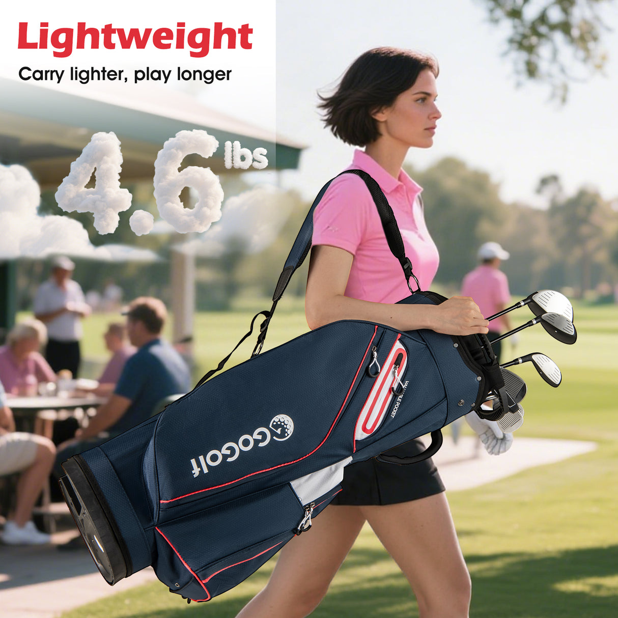 Golf Cart Bag Lightweight Portable Golf Club Organizer Bag-Navy