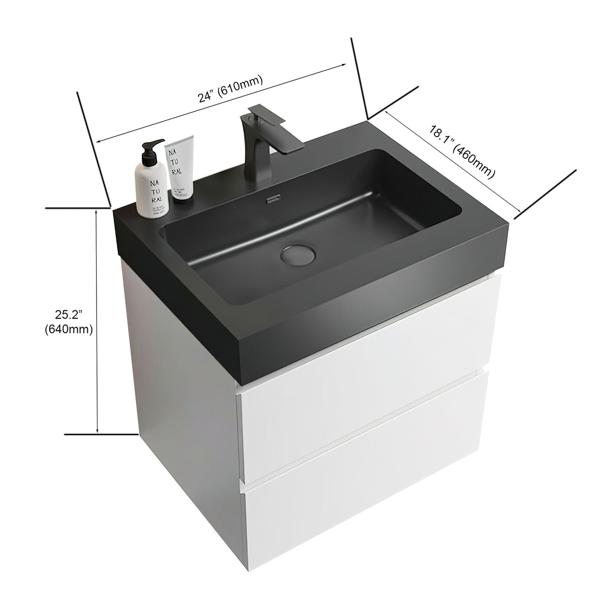 Alice - Bathroom Vanity With Large Storage, Sink Wall Mounted Floating Bathroom Vanity For Modern Bathroom, One-Piece Sink Basin Without Drain And Faucet by Couch.com