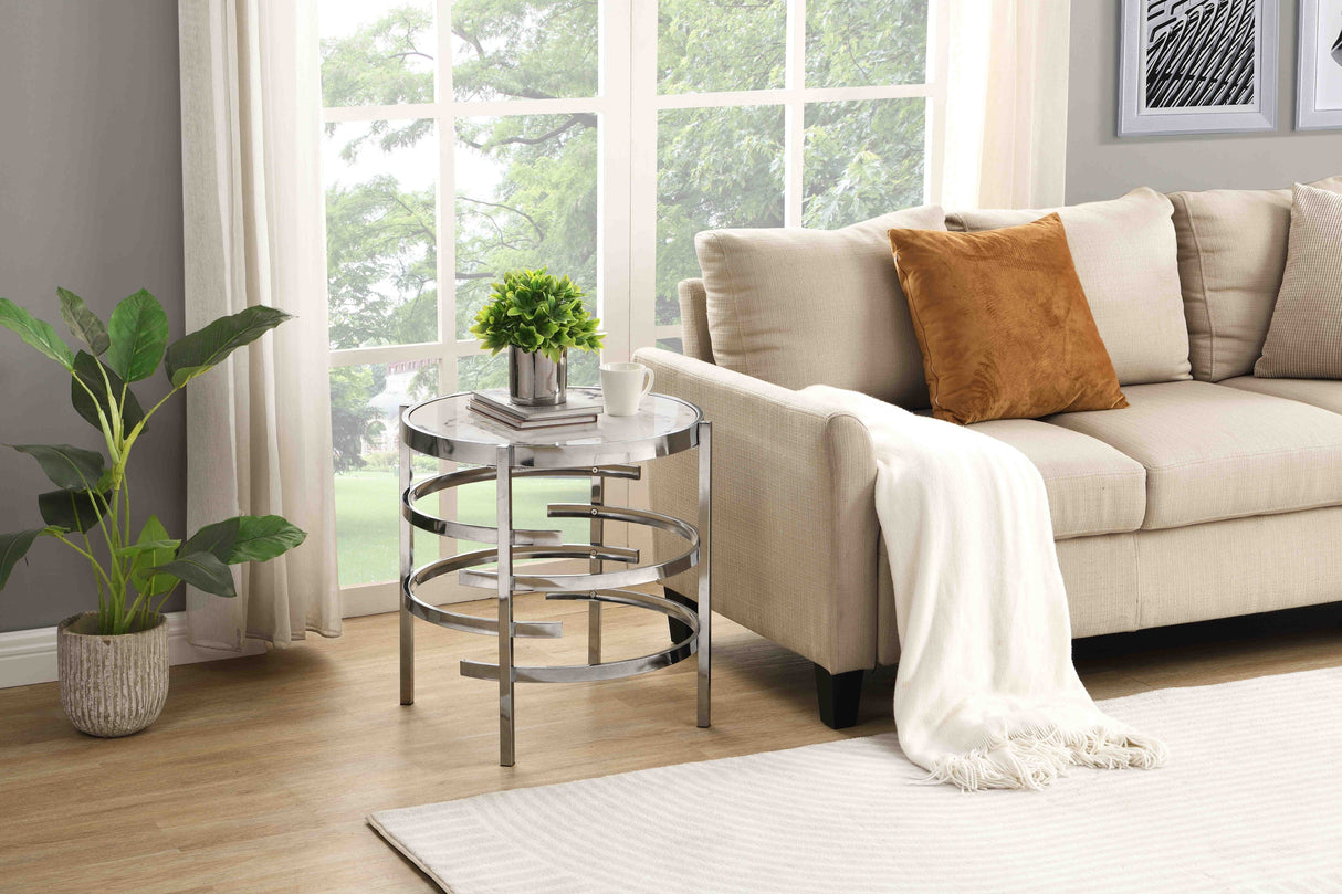 Elegant Pandora Sintered Stone End Table, Small Coffee Table For Living Room by Couch.com