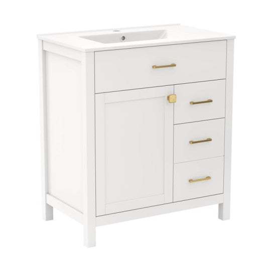 3-Piece Laundry room Bundle: Single Bathroom Vanity + Tall Bathroom Floor Cabinet + 2.6 Cu.ft Compact Portable Clothes Dryer